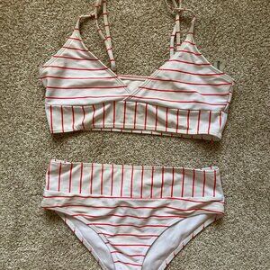 Red & White Striped Bikini set